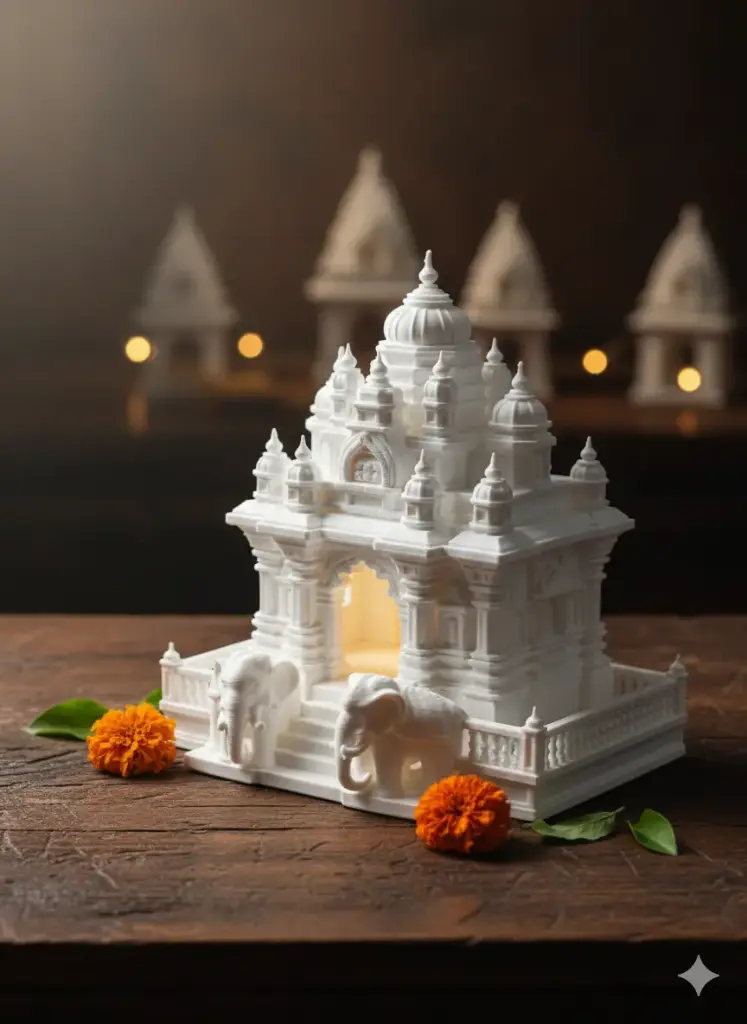 Elegant Miniature Home Temple with Elephant Design - Perfect for Pooja Room,Diwali,Vastu Decor,Housewarming gift