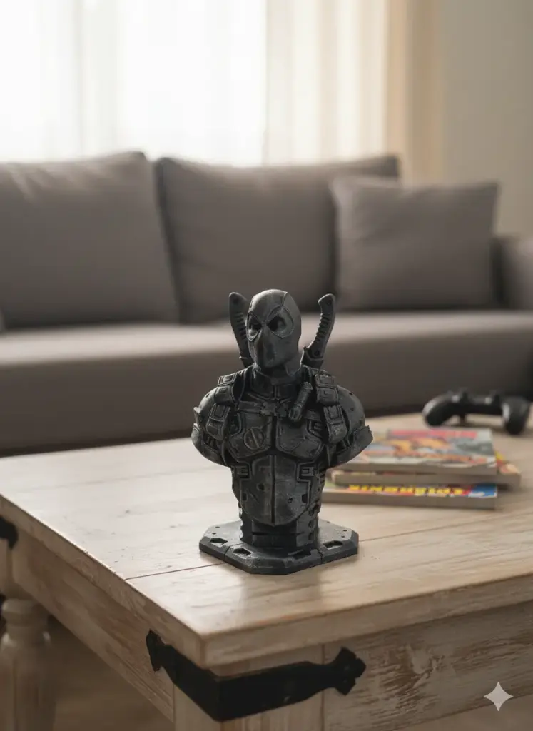 Deadpool Bust Statue, 3D Printed Marvel Collectible for Desk, Office Decor,Car Dashboard & Gaming Setup